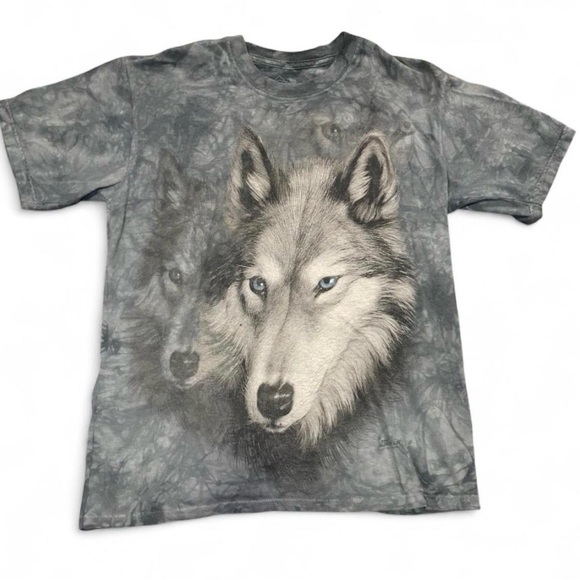 The Mountain Other - Vintage 2002 The Mountain Blue Eyes Wolf Tie Dye Graphic T-Shirt